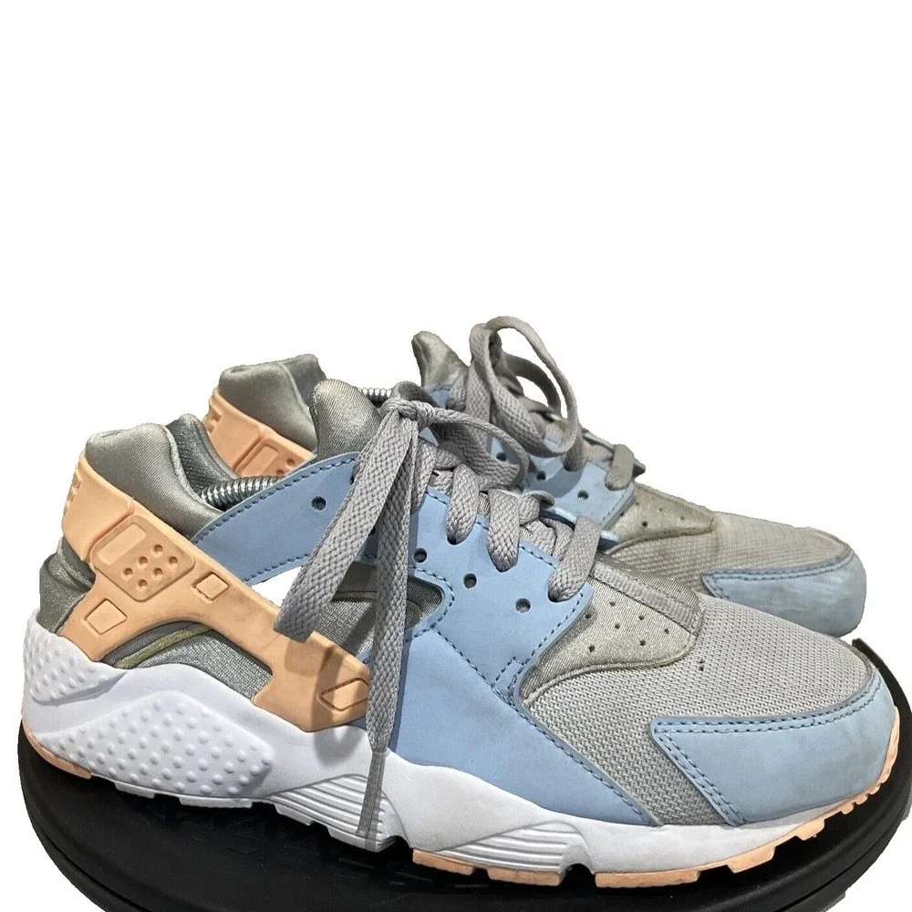Nike Air Huarache Run Kids 6Y Silver Light Blue‎ Sneakers 654280-015 Retro Gym